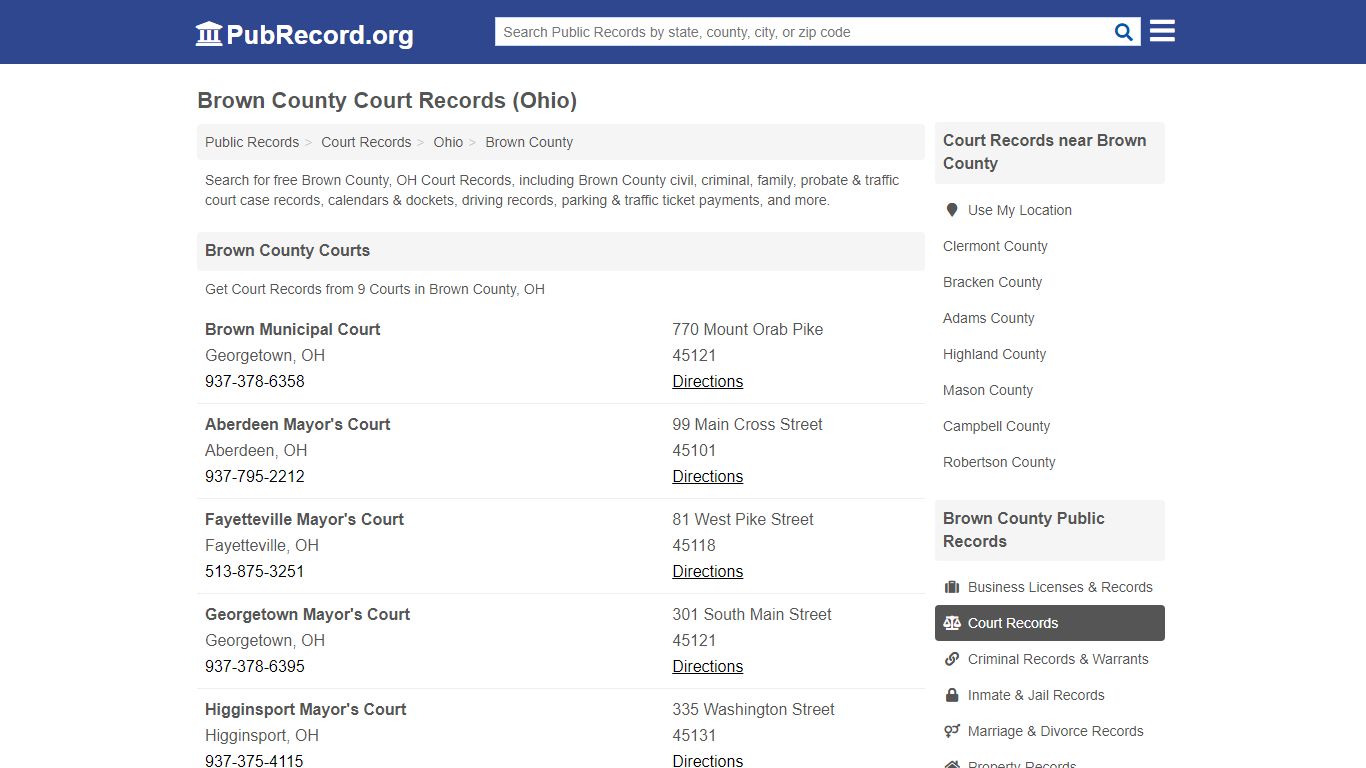 Free Brown County Court Records (Ohio Court Records)